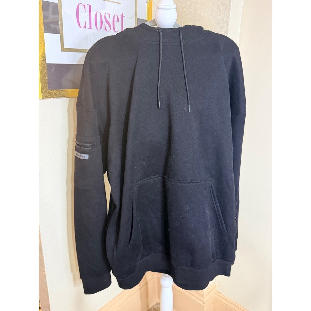 COMFRT Signature Hoodie Mens Large Black Pullover Sweatshirt Sleeve Pocket 3xl